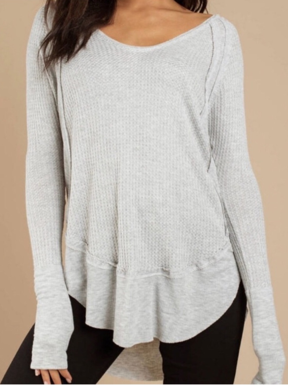 Free People Catalina Thermal Long Sleeve Grey Large